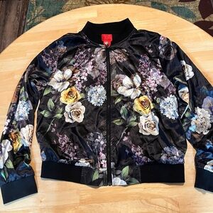 V Cristina Black Floral Bomber Jacket